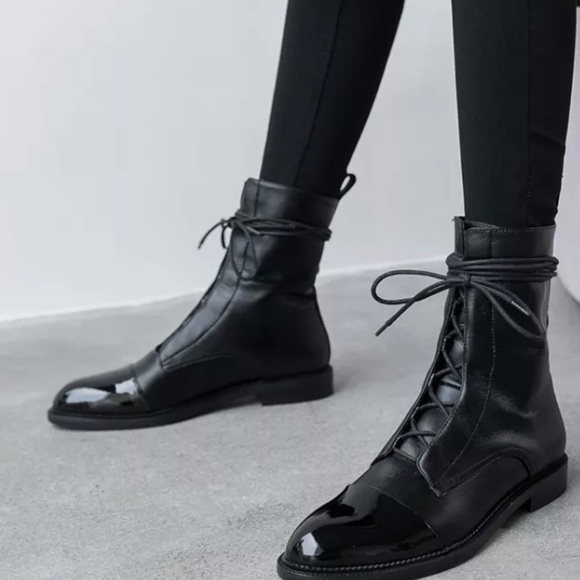 RESTOCKED! Milano Black Leather Lace Up Brogue Boots - Picture 2 of 12